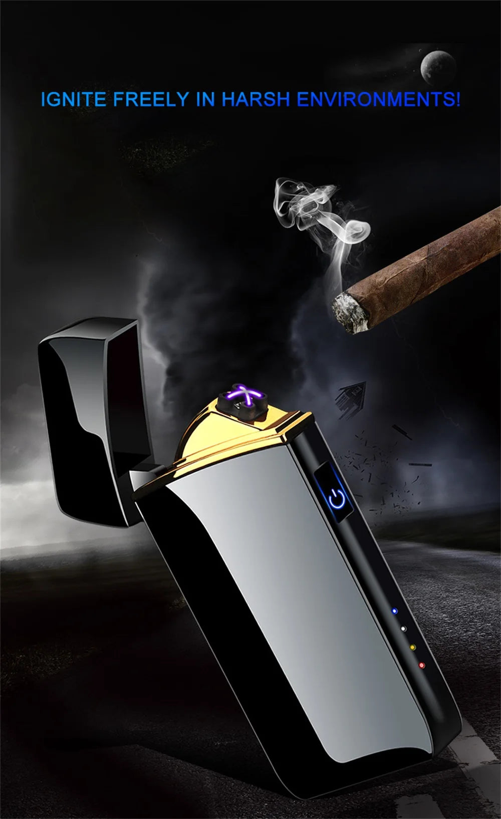 Electric Lighter - Double Arc - USB - LED - Touch Sensor