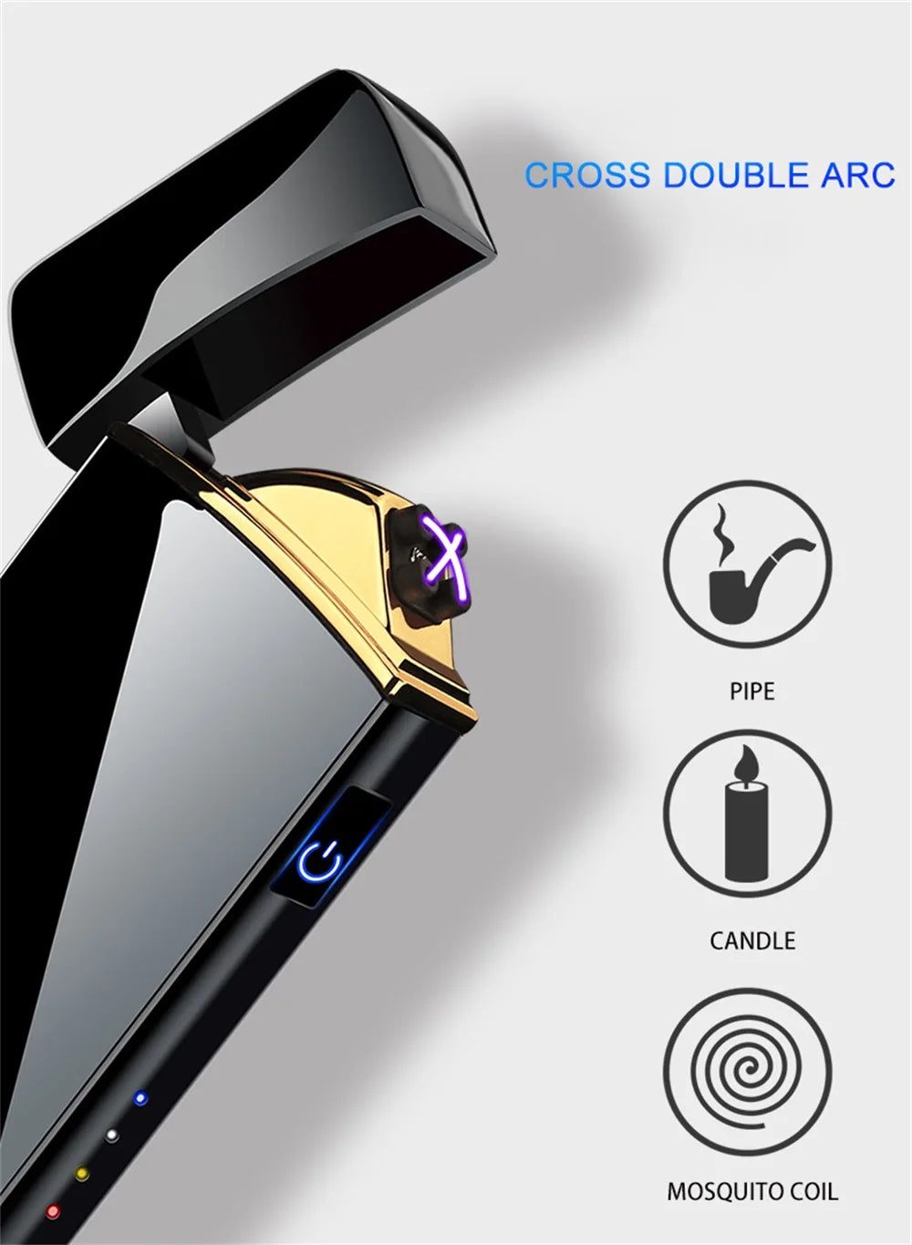 Electric Lighter - Double Arc - USB - LED - Touch Sensor